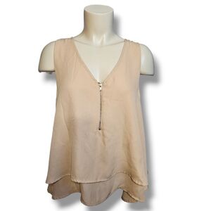 Iris double layer sleeveless top with zipper. Large